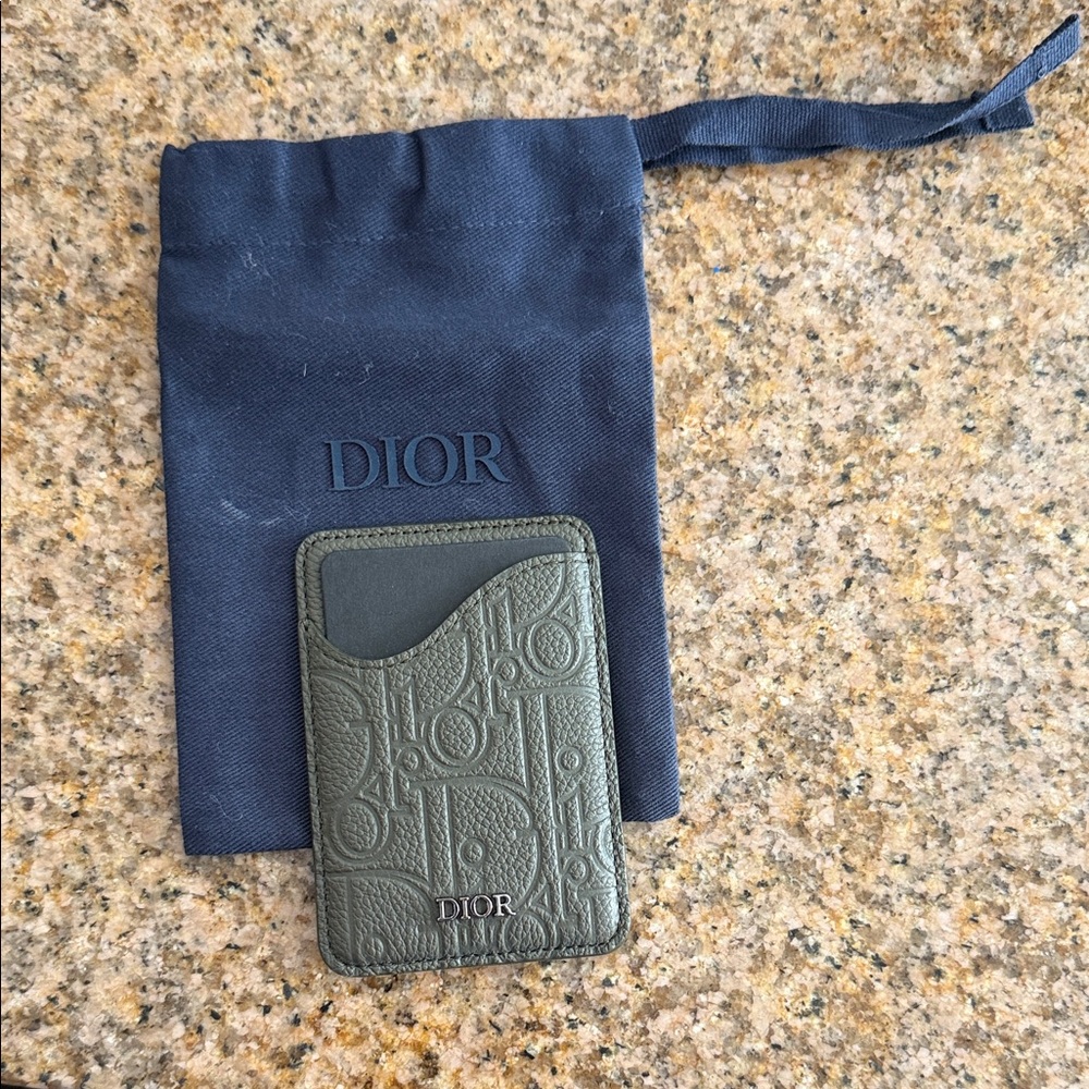 Dior Olive Green Leather Card Holder